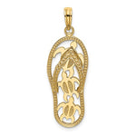 Indlæs billede til gallerivisning 14k Yellow Gold Flip Flop Slipper Sandal Turtles Pendant Charm
