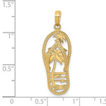 Charger l&#39;image dans la galerie, 14k Yellow Gold Flip Flop Slipper Sandal Palm Tree Beach Sun Pendant Charm
