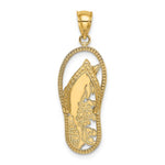 Carica l&#39;immagine nel visualizzatore di Gallery, 14K Yellow Gold Flip Flop Sandal Dolphin Pendant Charm
