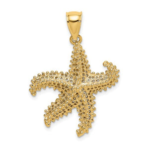 14k Yellow Gold Starfish Ocean Island Life Pendant Charm