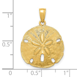 14k Yellow Gold Sand Dollar Pendant Charm