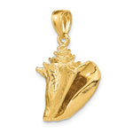 Lataa kuva Galleria-katseluun, 14k Yellow Gold Conch Shell Seashell 3D Pendant Charm
