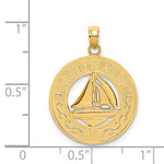 Charger l&#39;image dans la galerie, 14k Yellow Gold Pentwater MI Sailboat Round Circle Pendant Charm
