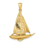 將圖片載入圖庫檢視器 14k Yellow Gold Sailboat Sailing 3D Large Pendant Charm

