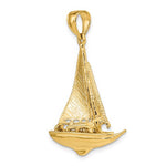 將圖片載入圖庫檢視器 14k Yellow Gold Sailboat Sailing 3D Large Pendant Charm
