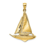 Lataa kuva Galleria-katseluun, 14k Yellow Gold Sailboat Sailing 3D Large Pendant Charm
