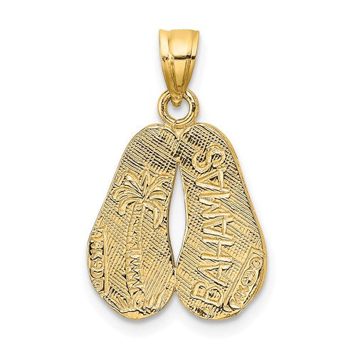 14k Yellow Gold Bahamas Sandals Travel Vacation Pendant Charm