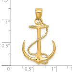 將圖片載入圖庫檢視器 14k Yellow Gold Anchor Rope 3D Pendant Charm
