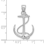 Afbeelding in Gallery-weergave laden, 14k White Gold Anchor Rope 3D Pendant Charm
