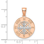 이미지를 갤러리 뷰어에 로드 , 14k Rose White Gold Nautical Compass Medallion Pendant Charm
