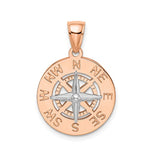 이미지를 갤러리 뷰어에 로드 , 14k Rose White Gold Nautical Compass Medallion Pendant Charm
