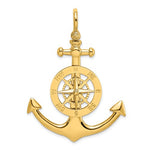 Carica l&#39;immagine nel visualizzatore di Gallery, 14k Yellow Gold Anchor Compass Ship Wheel Nautical 3D Pendant Charm
