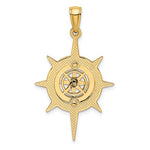 Kép betöltése a galériamegjelenítőbe: 14k Yellow Gold Star Frame Nautical Compass Medallion Pendant Charm
