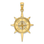 Cargar imagen en el visor de la galería, 14k Yellow Gold Star Frame Nautical Compass Medallion Pendant Charm
