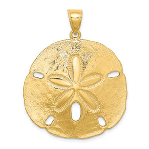 14k Yellow Gold Sand Dollar Large Pendant Charm