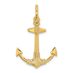 Afbeelding in Gallery-weergave laden, 14k Yellow Gold Anchor Shackle Textured 3D Pendant Charm
