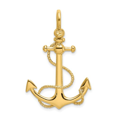 14k Yellow Gold Anchor Rope Shackle 3D Pendant Charm