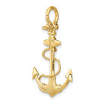 Lade das Bild in den Galerie-Viewer, 14k Yellow Gold Anchor Rope Shackle Textured 3D Pendant Charm
