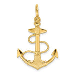 Carica l&#39;immagine nel visualizzatore di Gallery, 14k Yellow Gold Anchor Rope Shackle Textured 3D Pendant Charm
