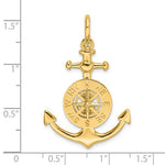 Lataa kuva Galleria-katseluun, 14k Yellow Gold Anchor Compass Ship Wheel Nautical 3D Pendant Charm
