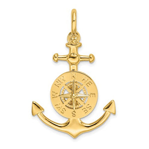 14k Yellow Gold Anchor Compass Ship Wheel Nautical 3D Pendant Charm