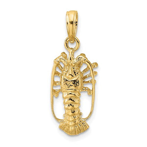 14k Yellow Gold Lobster Ocean Life Pendant Charm