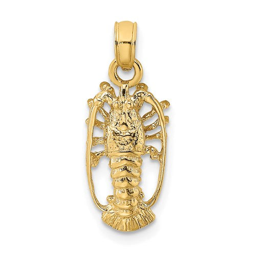 14k Yellow Gold Lobster Ocean Life Pendant Charm