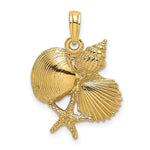 Cargar imagen en el visor de la galería, 14k Yellow Gold Shell Seashell Starfish Cluster Pendant Charm
