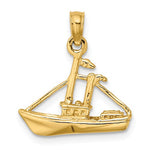 Cargar imagen en el visor de la galería, 14k Yellow Gold Cargo Ship with Tugboat Sailing 3D Pendant Charm
