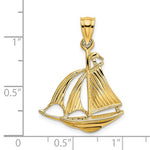 Cargar imagen en el visor de la galería, 14k Yellow Gold Sailboat 3D Pendant Charm
