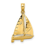 Indlæs billede til gallerivisning 14k Yellow Gold Sailboat Sailing Nautical 3D Pendant Charm

