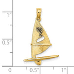Carica l&#39;immagine nel visualizzatore di Gallery, 14k Yellow Gold Windsail Surfing Board Sailing 3D Pendant Charm
