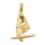 Lade das Bild in den Galerie-Viewer, 14k Yellow Gold Windsail Surfing Board Sailing 3D Pendant Charm
