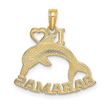 Загрузить изображение в средство просмотра галереи, 14k Yellow Gold I Love Bahamas Dolphin Travel Pendant Charm
