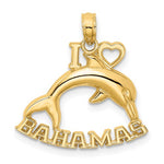 Załaduj obraz do przeglądarki galerii, 14k Yellow Gold I Love Bahamas Dolphin Travel Pendant Charm
