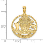 Cargar imagen en el visor de la galería, 14k Yellow Gold Bahamas Crest Coat of Arms Circle Pendant Charm
