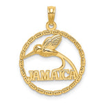 將圖片載入圖庫檢視器 14k Yellow Gold Jamaica Hummingbird Circle Round Travel Pendant Charm
