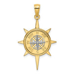 Lataa kuva Galleria-katseluun, 14k Gold Two Tone Star Frame Nautical Compass Medallion Pendant Charm
