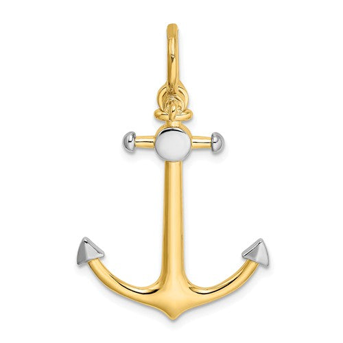 14k Yellow Gold Anchor Shackle Bail 3D Nautical Pendant Charm