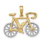Załaduj obraz do przeglądarki galerii, 14k Yellow White Gold Two Tone Ten Speed Bicycle 3D Moveable Pendant Charm
