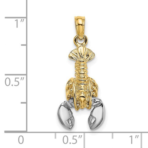14k Yellow White Gold Two Tone Lobster Moveable Pendant Charm