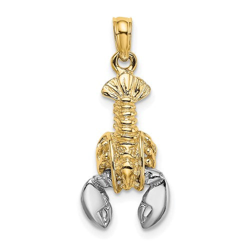 14k Yellow White Gold Two Tone Lobster Moveable Pendant Charm