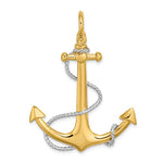 Load image into Gallery viewer, 14k Yellow 14k White Gold Two Tone Anchor Rope 3D Large Pendant Charm
