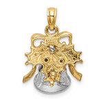 Afbeelding in Gallery-weergave laden, 14k Yellow White Gold Christmas Bell Holiday Pendant Charm
