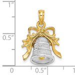 Carregar imagem no visualizador da galeria, 14k Yellow White Gold Christmas Bell Holiday Pendant Charm
