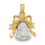Carregar imagem no visualizador da galeria, 14k Yellow White Gold Christmas Bell Holiday Pendant Charm

