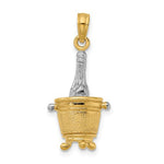 將圖片載入圖庫檢視器 14k Yellow Gold Champagne Bottle Ice Bucket 3D Pendant Charm
