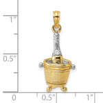 画像をギャラリービューアに読み込む, 14k Yellow Gold Champagne Bottle Ice Bucket 3D Pendant Charm
