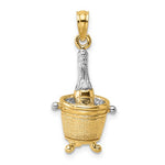 Ladda upp bild till gallerivisning, 14k Yellow Gold Champagne Bottle Ice Bucket 3D Pendant Charm
