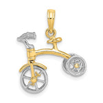 將圖片載入圖庫檢視器 14k Yellow White Gold Two Tone Tricycle 3D Moveable Pendant Charm
